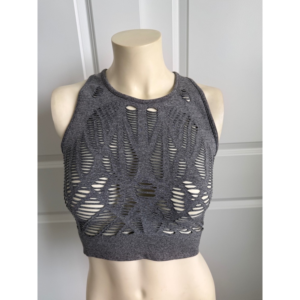 Alo Yoga Vixen Seamless Racerback High Neck Crop Top Sport Bra Tank